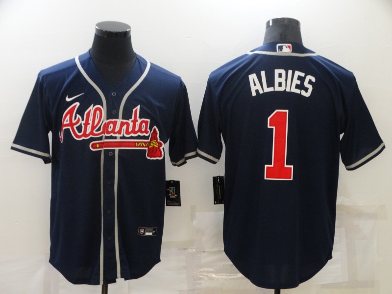 Men's Atlanta Braves Ozzie Albies #1 Navy Jersey
